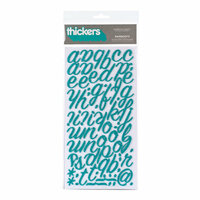 American Crafts - Thickers - Glitter Foam Alphabet Stickers - Rainboots - Aqua, CLEARANCE