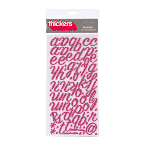 American Crafts - Thickers - Glitter Foam Alphabet Stickers - Rainboots - Raspberry, CLEARANCE