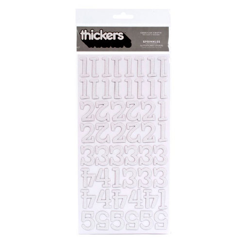 American Crafts - Thickers - Glitter Chipboard Number Stickers - Sprinkles - White, CLEARANCE