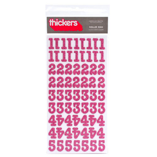 American Crafts - Thickers - Glitter Chipboard Number Stickers - Roller Rink - Taffy