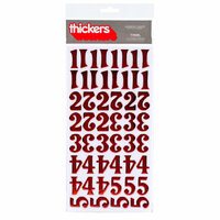 American Crafts - Thickers - Foil Chipboard Number Stickers - Tinsel  - Cherry, CLEARANCE