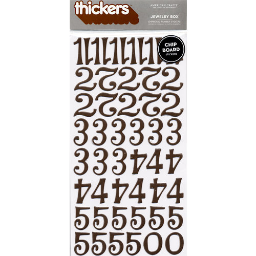 American Crafts - Thickers - Chipboard Number Stickers - Jewelry Box - Chesnut, CLEARANCE