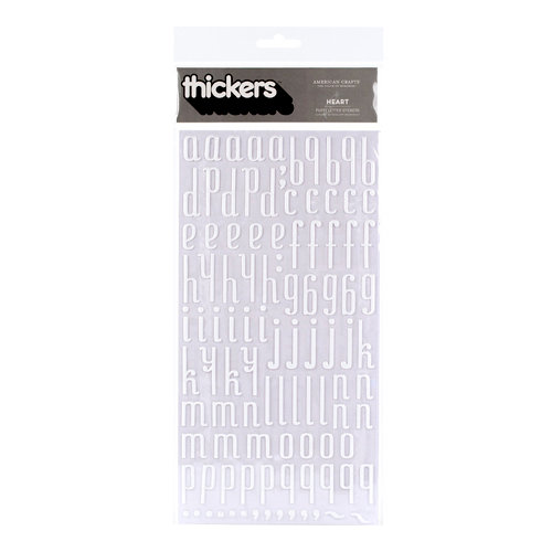 American Crafts - Love Collection - Thickers - Puffy Alphabet Stickers - Heart - White