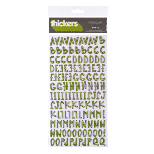American Crafts - Boo Collection - Halloween - Thickers - Glossy Printed Chipboard Alphabet Stickers - Bones - Leaf, CLEARANCE