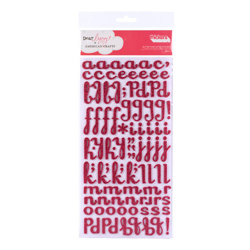 American Crafts - Dear Lizzy Enchanted Collection - Thickers - Glitter Foam Alphabet Stickers - Fancy - Strawberry, CLEARANCE