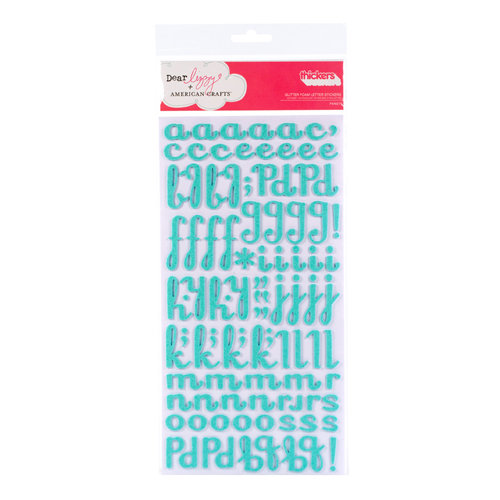 American Crafts - Dear Lizzy Enchanted Collection - Thickers - Glitter Foam Alphabet Stickers - Fancy - Geyser, CLEARANCE