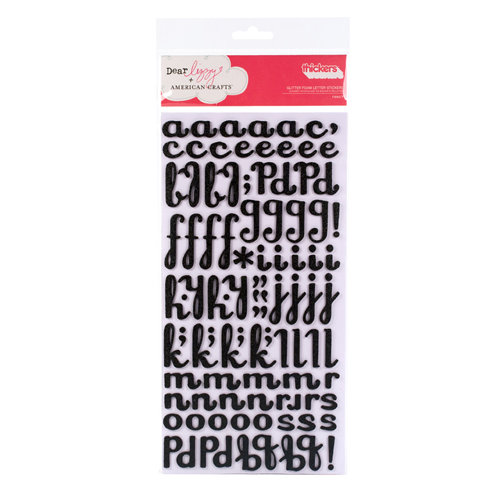 American Crafts - Dear Lizzy Enchanted Collection - Thickers - Glitter Foam Alphabet Stickers - Fancy - Black, CLEARANCE