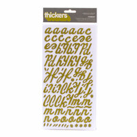American Crafts - Campy Trails Collection - Thickers - Wood Alphabet Stickers - Forest - Kale