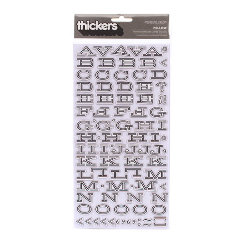 American Crafts - Peachy Keen Collection - Thickers - Chipboard Alphabet Stickers - Fellow - Black