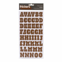 American Crafts - Hello Sunshine Collection - Thickers - Chipboard Alphabet Stickers - Sunset - Chocolate
