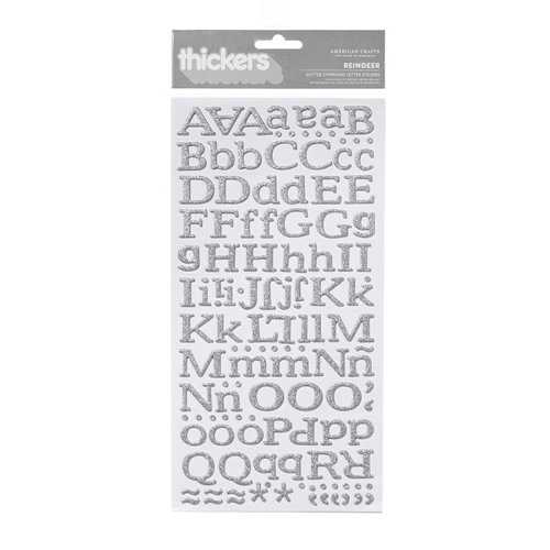 American Crafts - Hollyday Collection - Christmas - Thickers - Glitter Chipboard Alphabet Stickers - Reindeer - Silver