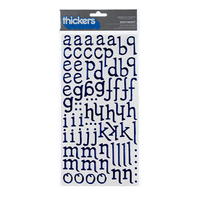 American Crafts - Thickers - Foil Chipboard Alphabet Stickers - Sentiment - Marine