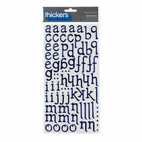 American Crafts - Thickers - Foil Chipboard Alphabet Stickers - Sentiment - Marine