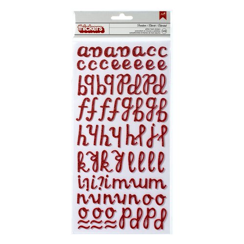 American Crafts - Thickers - Glitter Foam Alphabet Stickers - Freedom - Crimson