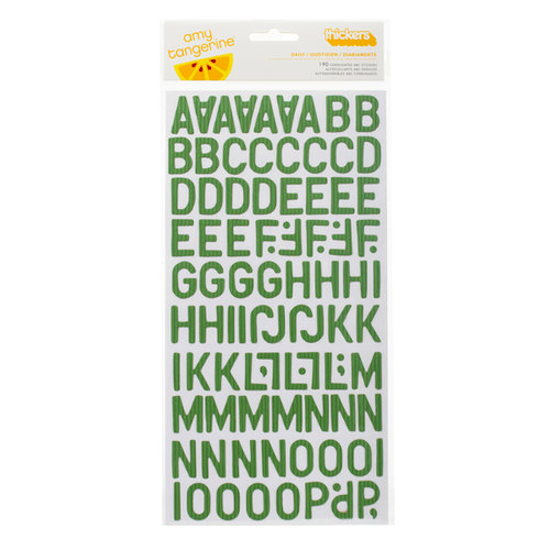 American Crafts - Amy Tangerine Collection - Ready Set Go - Thickers - Corrugated Alphabet Stickers - Daily - Moss