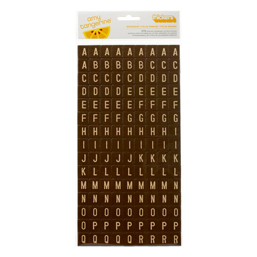 American Crafts - Amy Tangerine Collection - Ready Set Go - Thickers - Chipboard Tile Alphabet Stickers - Weekender - Truffle