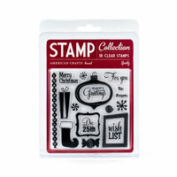 American Crafts - Merrymint Collection - Christmas - Clear Acrylic Stamp Set - Spritz - Small, CLEARANCE