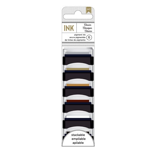 American Crafts - Mini Pigment Ink Pad Set - 6 Pack - Classics