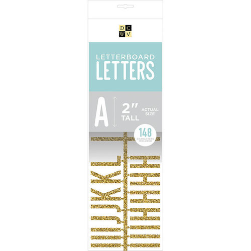 Die Cuts with a View - Letter Board - Letter Packs - 2 Inches - Gold Glitter
