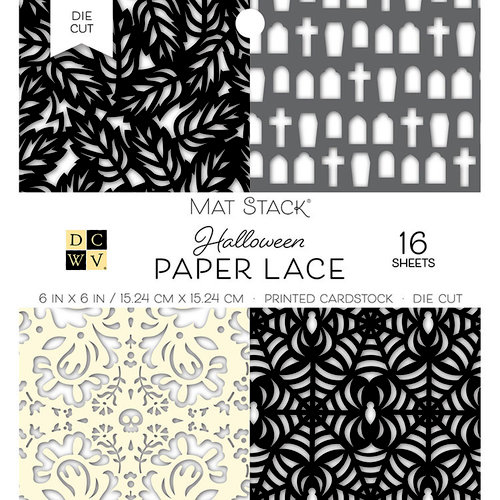 Die Cuts with a View - Fall Paper Lace Collection - Halloween - Die Cut Paper Mat Stack - 6 x 6 - Black and White