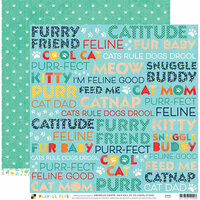 Die Cuts with a View - Playful Pets Collection - 12 x 12 Double Sided Paper - Cat Words