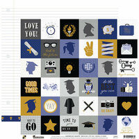 Die Cuts with a View - Graduation Collection - 12 x 12 Double Sided Paper - Grad Icons