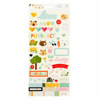 Die Cuts with a View - Playful Pets Collection - Cardstock Stickers with Glitter Accents - Cats