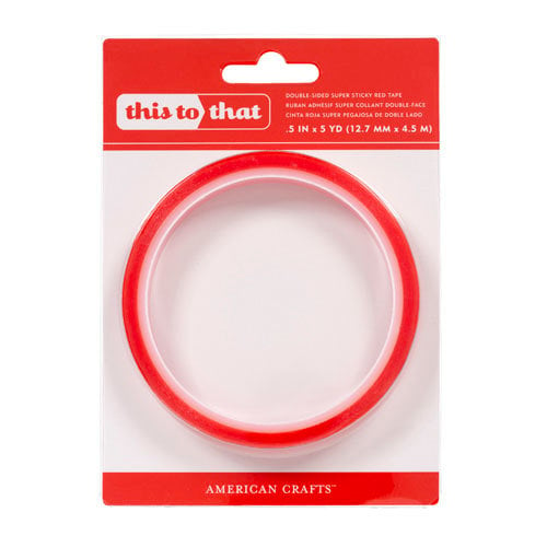 American Crafts - This to That Adhesive - Red Tape - Double-sided - 5 Yards - 1/2 Inch