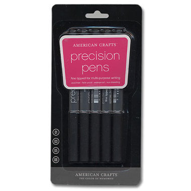 American Crafts - Precision Pen - All Black - 5 Pack