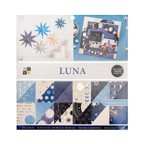 Die Cuts with a View - 12 x 12 Double Sided Paper Stack - Luna - Gold Foil Accents