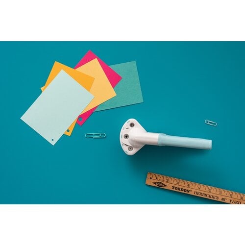 We R Memory Keepers Crop-A-Dile Power Multi Hole Punch, 5  Different Shapes, Button, Square, Horizontal Slit, Vertical Slit, Circle,  for Paper Cardstock, Chipboard, Fabric, Thin Tin, Leather, Plastic