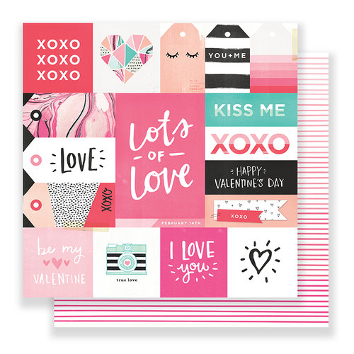 Crate Paper - Hello Love Collection - 12 x 12 Double Sided Paper - Lots of Love