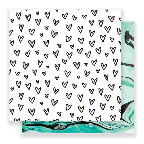 Crate Paper - Hello Love Collection - 12 x 12 Double Sided Paper - Kisses
