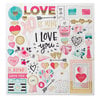 Crate Paper - Hello Love Collection - Chipboard Stickers with Foil Accents