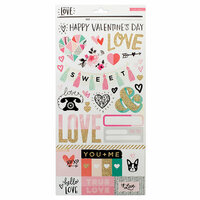 Crate Paper - Hello Love Collection - Cardstock Stickers with Glitter Accents