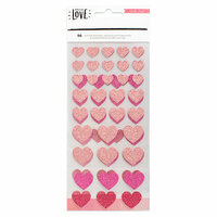 Crate Paper - Hello Love Collection - Glitter Stickers - Hearts