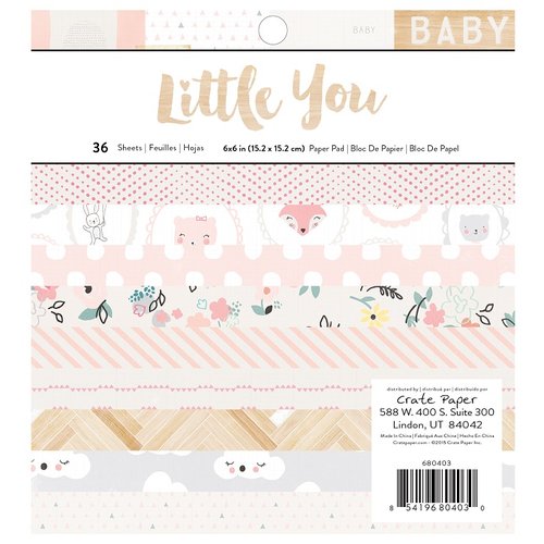 Crate Paper - Little You Collection - 6 x 6 Paper Pad - Girl