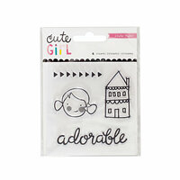 Crate Paper - Cute Girl Collection - Clear Acrylic Stamps - Mini Set