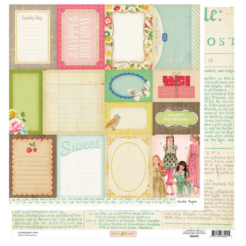 American Crafts - Crate Paper - Pretty Party Collection - 12 x 12 Double Sided Paper - Accent Cuts
