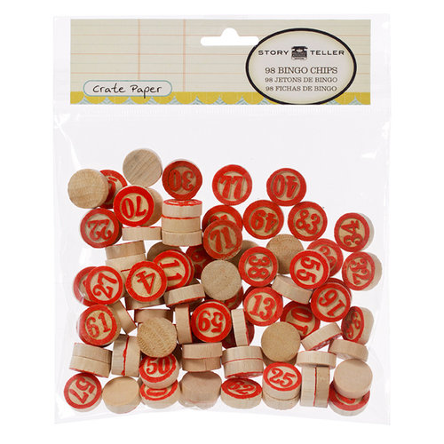 American Crafts - Crate Paper - Story Teller Collection - Wood Bingo Chips