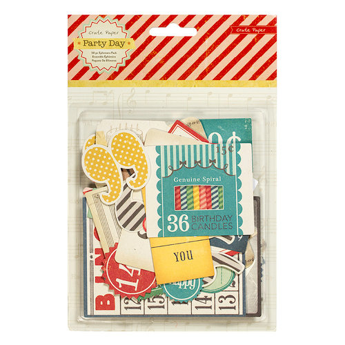 American Crafts - Crate Paper - Party Day Collection - Ephemera Pack