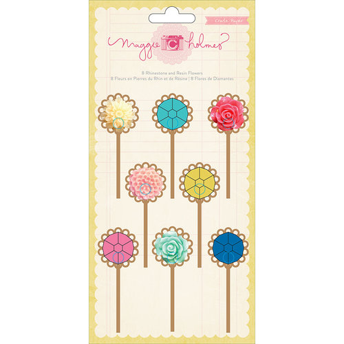 American Crafts - Crate Paper - Maggie Holmes Collection - Rhinestone and Resin Flower Clips