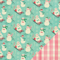 American Crafts - Crate Paper - Bundled Up Collection - Christmas - 12 x 12 Double Sided Paper - Snowmen