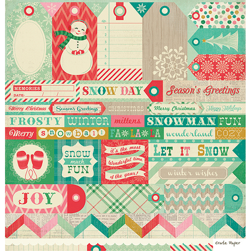 American Crafts - Crate Paper - Bundled Up Collection - Christmas - 12 x 12 Cut Outs Paper - Fa La La