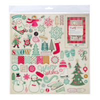 American Crafts - Crate Paper - Bundled Up Collection - Christmas - 12 x 12 Chipboard Stickers