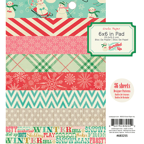 American Crafts - Crate Paper - Bundled Up Collection - Christmas - 6 x 6 Paper Pad