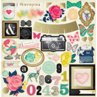 American Crafts - Crate Paper - Flea Market Collection - 12 x 12 Chipboard Stickers