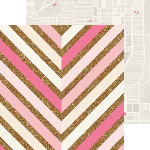 Crate Paper - Craft Market Collection - 12 x 12 Double Sided Paper with Glitter Accents - Pattern