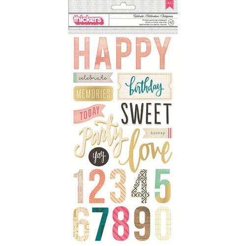 Crate Paper - Confetti Collection - Thickers - Chipboard - Phrases - Celebrate