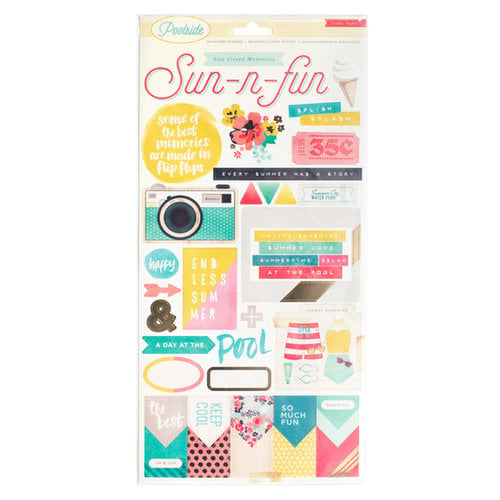 Crate Paper - Poolside Collection - Cardstock Stickers with Foil Accents - Accents